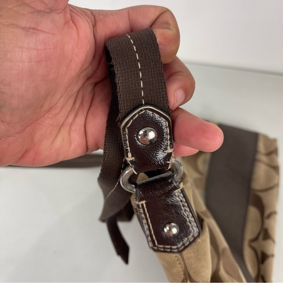 Coach Signature Monogram Crossbody Shoulder Bag Brown Medium Size - Picture 13 of 13
